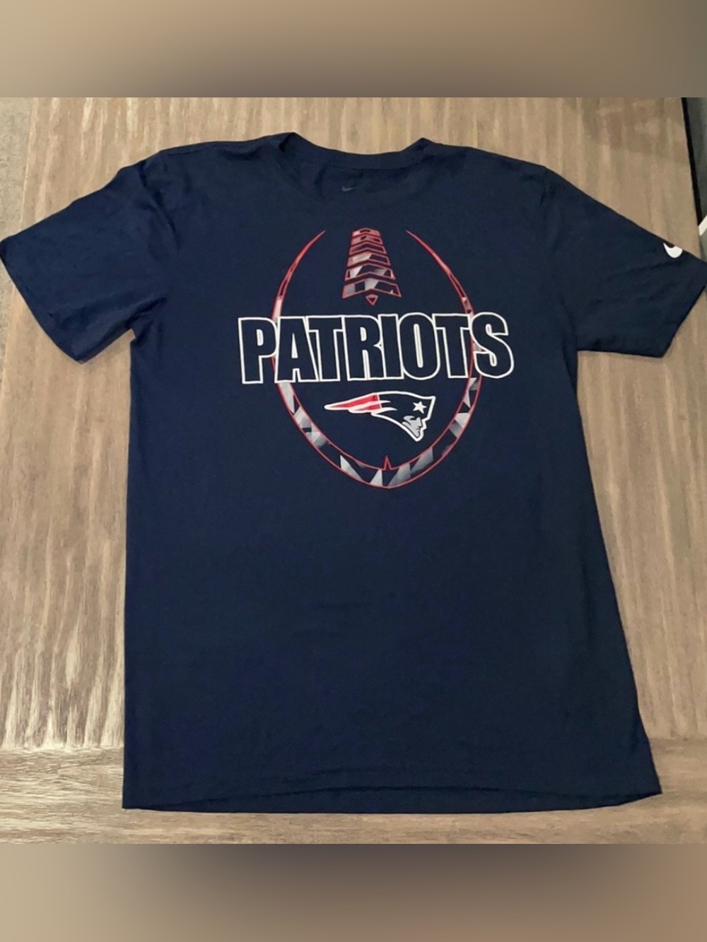 Nike Navy Patriots Graphic Tee with Red and White Accents
